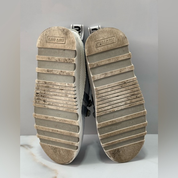 Miu Miu Grey Crystal Embellished Slip-On Sneakers Size 36.5 - Picture 13 of 14